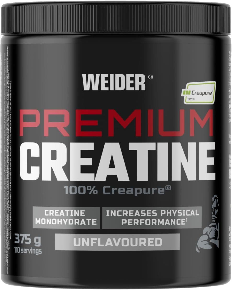 Weider Premium Creatine | Creatina monohidratada Creapure sem açúcar sabor neutro, vegan, 375 g para aumento de desempenho físico