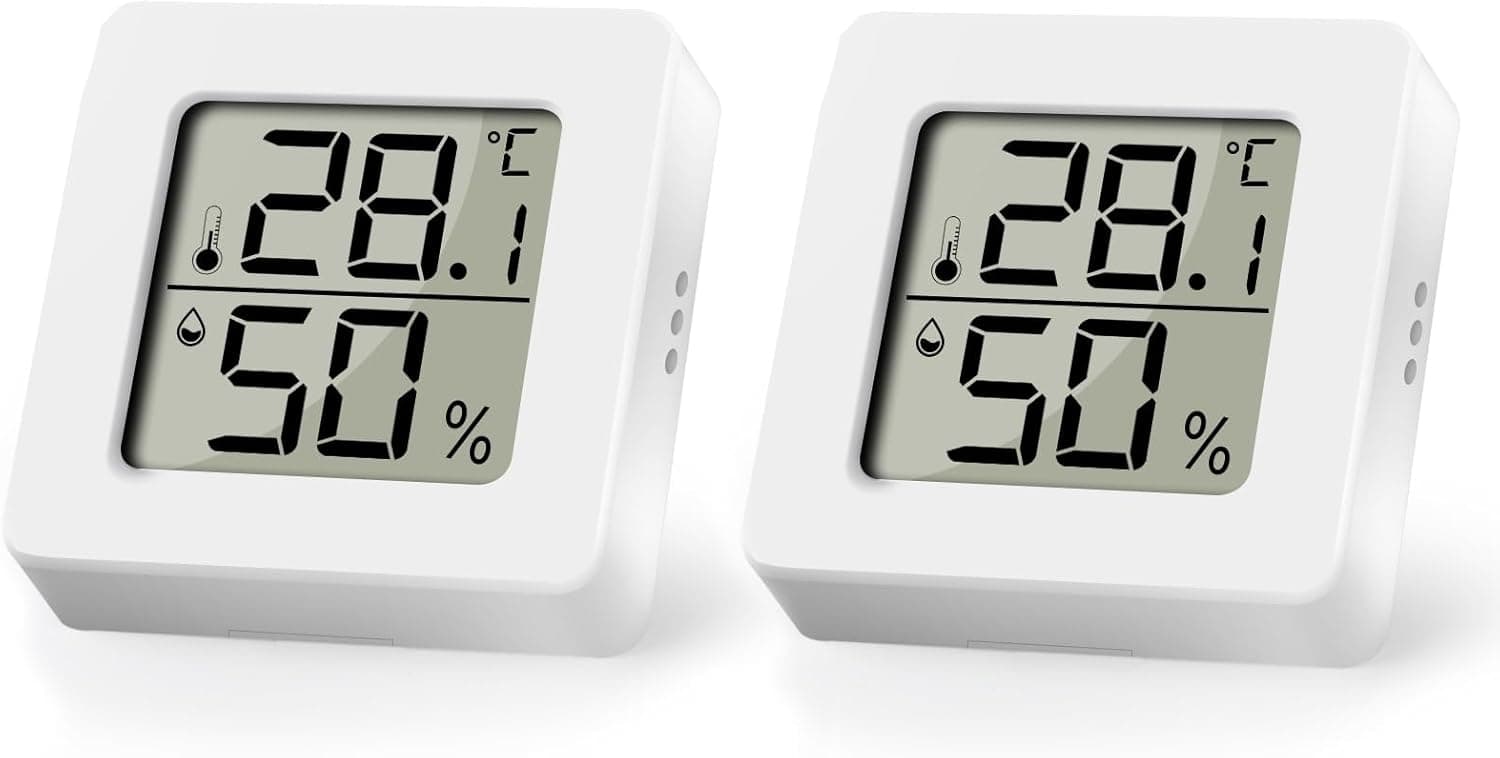AiQInu 2 peças mini termómetro higrómetro, digital higrómetro interior, termómetro magnético de alta precisão, medidor de temperatura para casa escritório quarto jardim