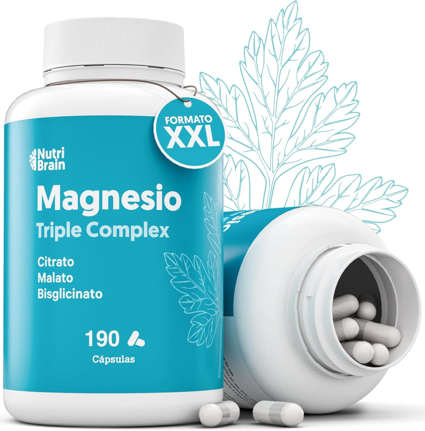 MAGNESIO 2,530 mg CITRATO MALATO BISGLICINATO | 190 Cápsulas | Dormir melhor, maior energia e recuperação muscular, máxima absorção e biodisponibilidade, apoio na digestão e estado nímico