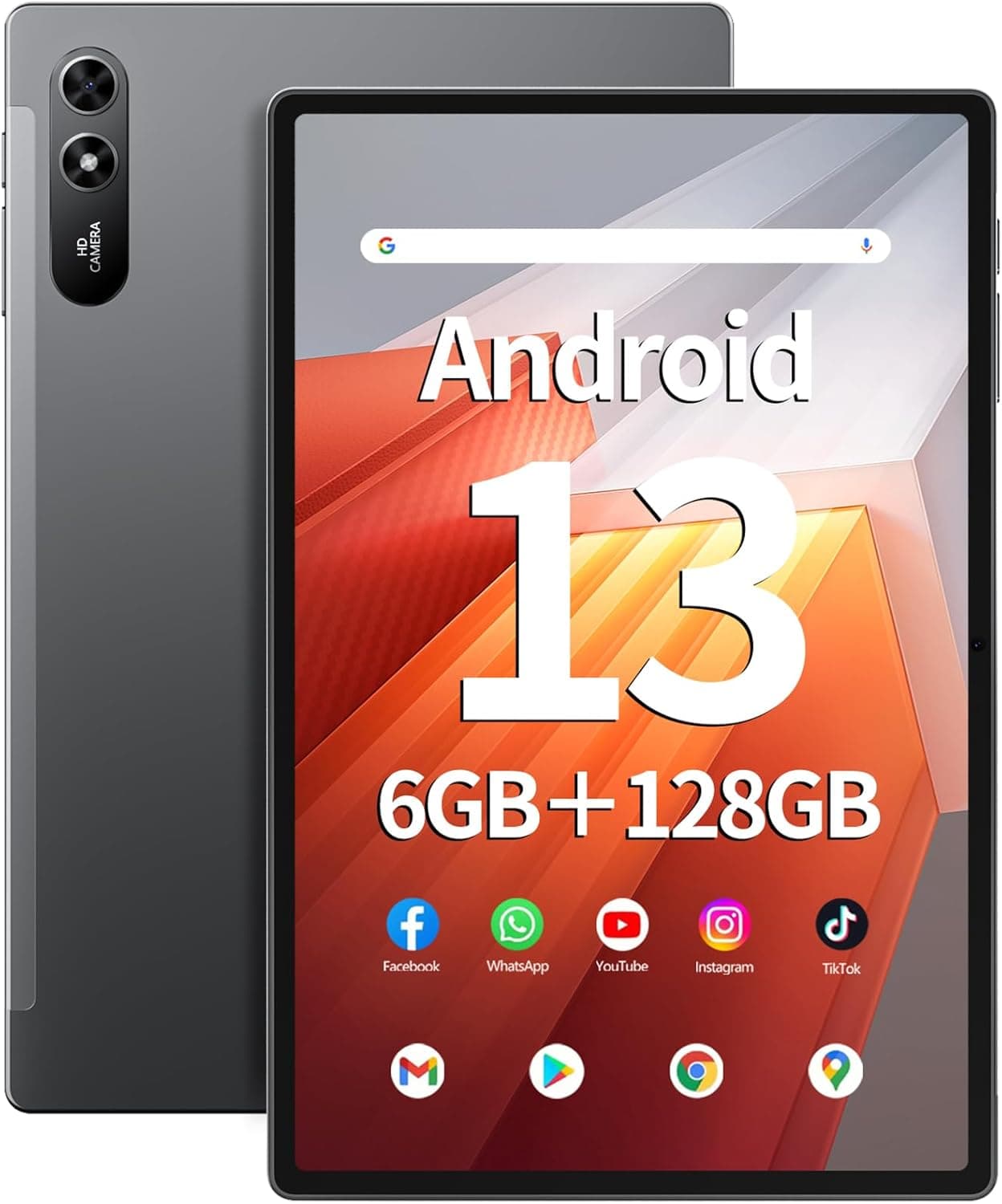 SGIN Tablet de 10,51 polegadas, 6 GB de RAM, 128 GB de ROM, ecrã tátil, Android 13, IPS, 1200 x 1920 FHD, telefoto, 5 MP + 13 MP, Bluetooth 5,0, WiFi, 2,4 G/5 G, GPS, bateria de 6200 mAh