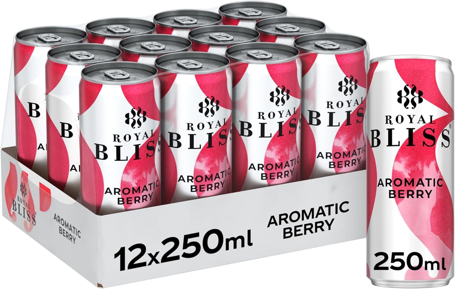 Royal Bliss Aromatic Berry Tónica, lata de 250 ml, embalagem de 12