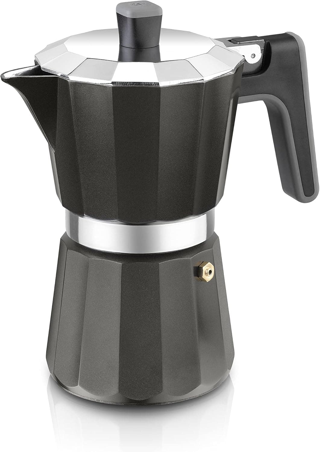 BRA Perfecta Black | Cafeteira italiana de alumínio para indução 12 chávenas cor preta