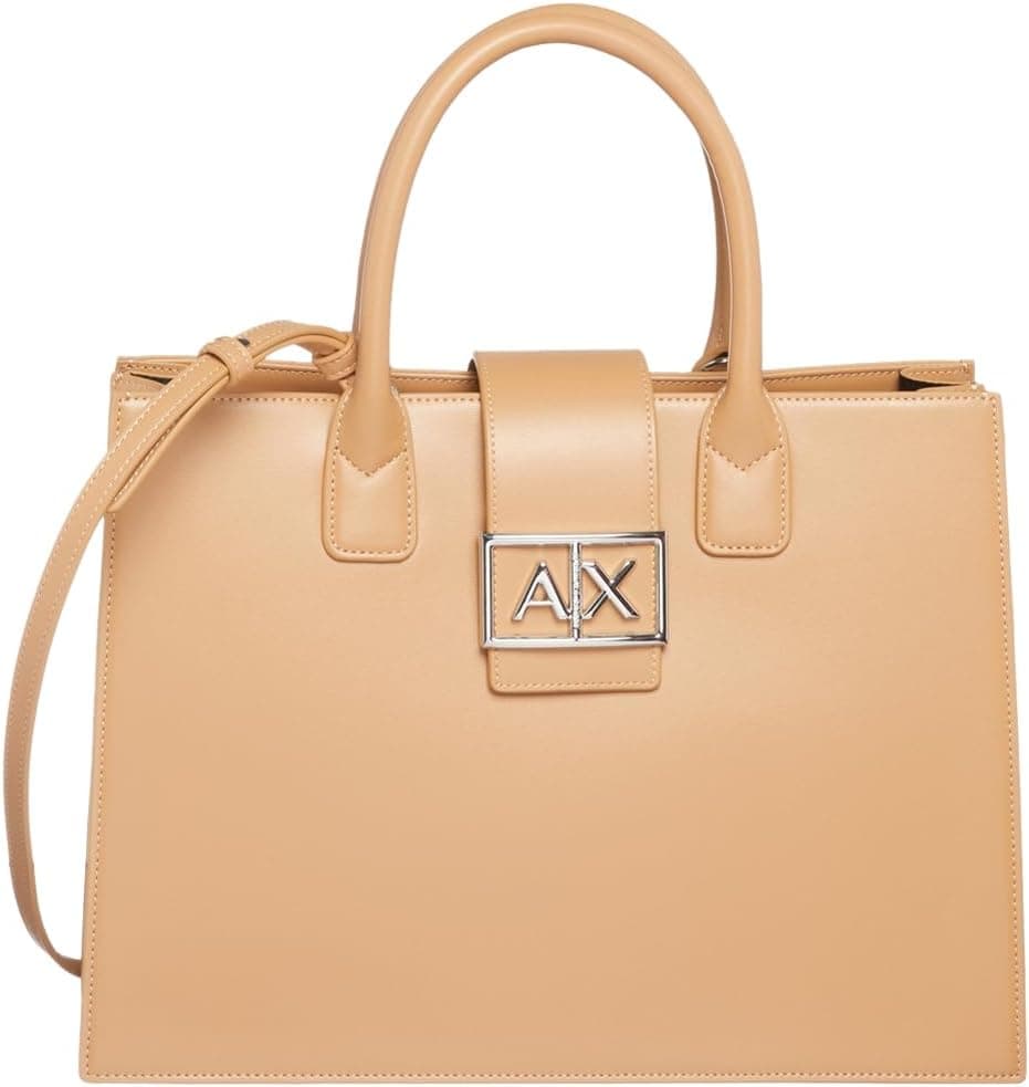 Armani Exchange Jodie, Sustainável, Logo Plate Closure, Tote médio para mulher