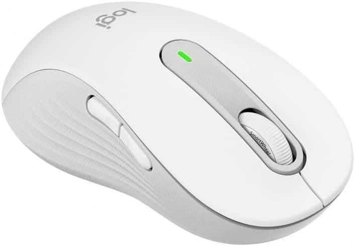 Logitech Signature M650 L Left rato sem fios - para canhotos, mãos grandes, 2 anos de pilha, cliques silenciosos, botões personalizáveis, Bluetooth, PC/Mac/multidispositivo/Chromebook - branco