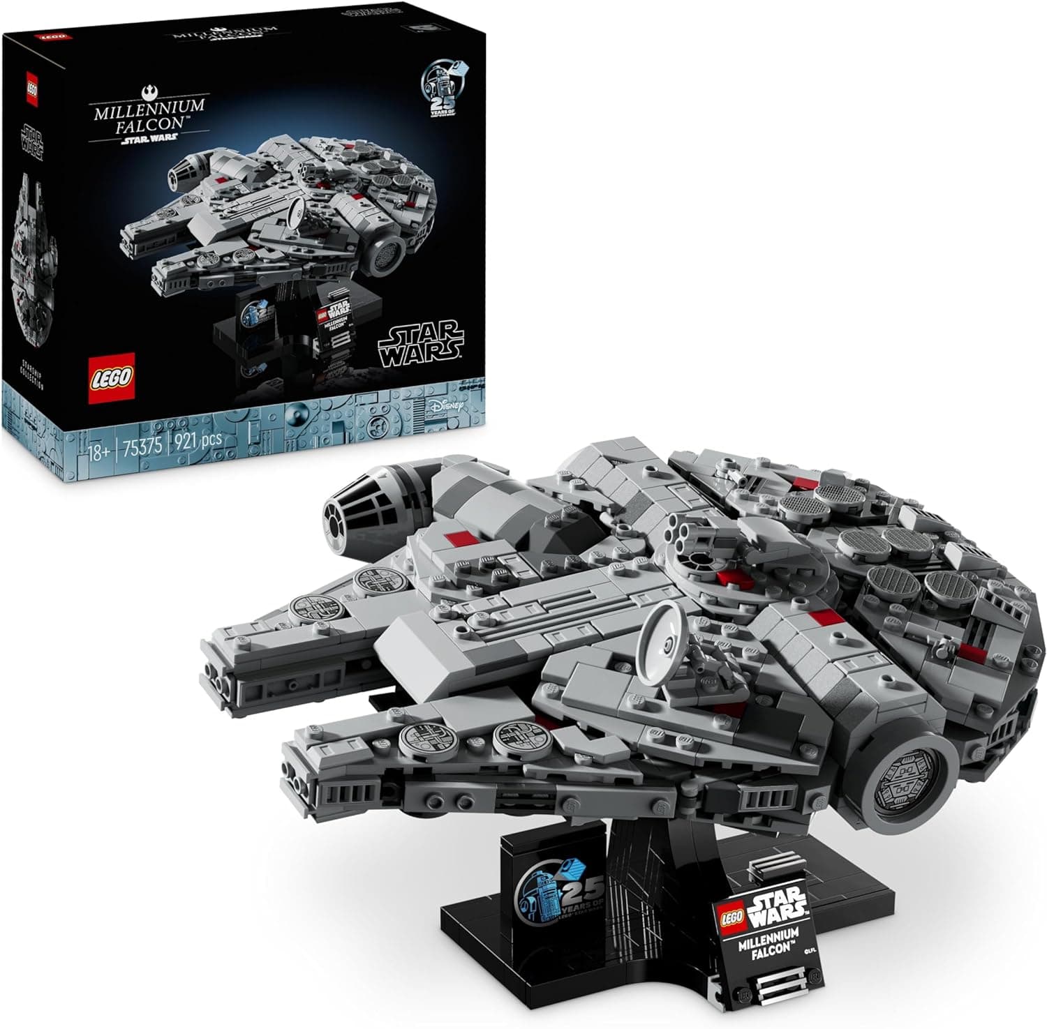 LEGO Star Wars 75375 Falcão Milenar - Maquete para adultos de nave estelar colecionável com base e placa - decoração de secretária - presente para homens, mulheres e fãs de uma nova esperança