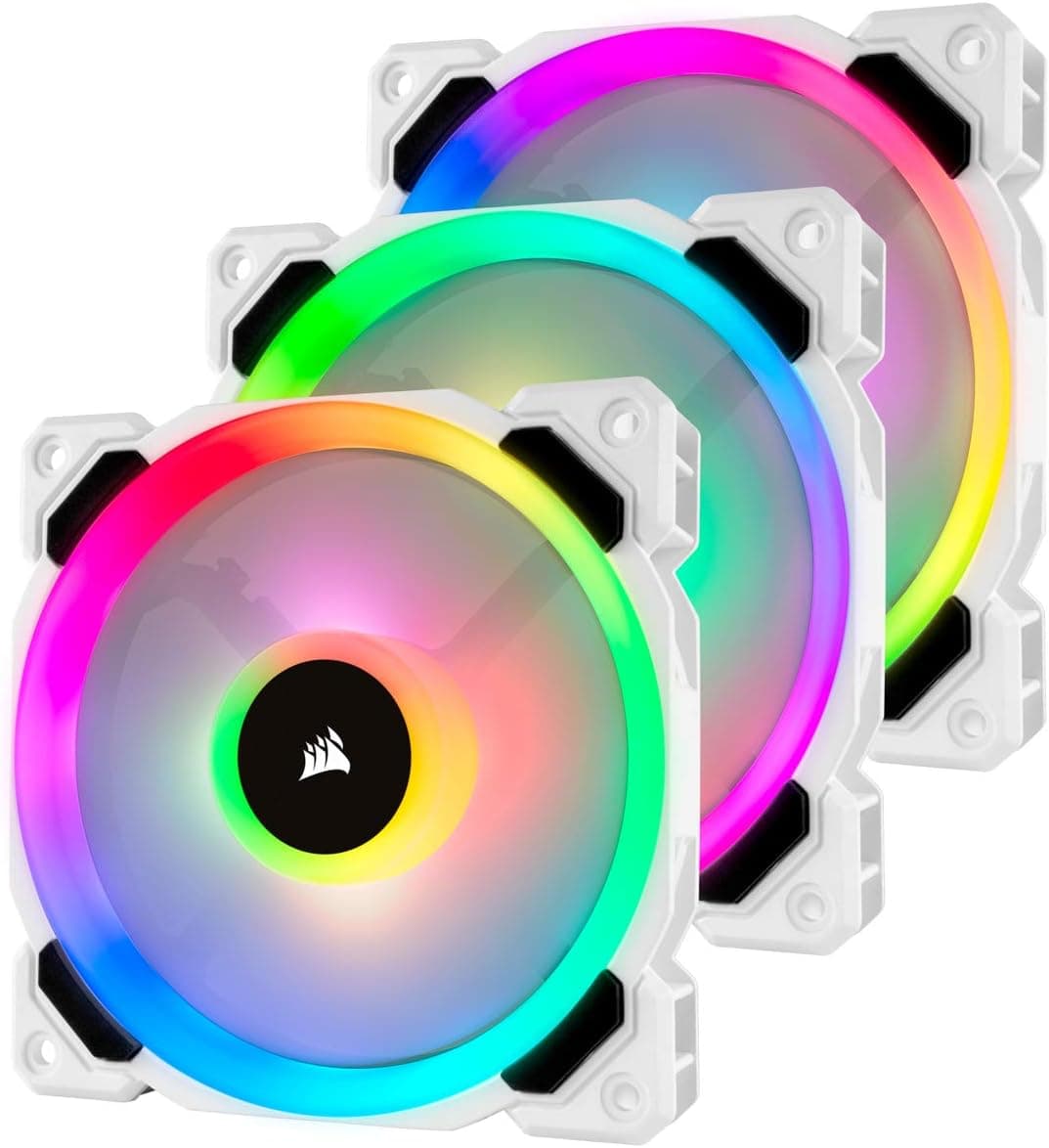 Corsair LL120 RGB - Pacote de 3 ventoinhas (Lighting Node Pro, LED 120 mm) branco (CO-9050092-WW), computador de secretária