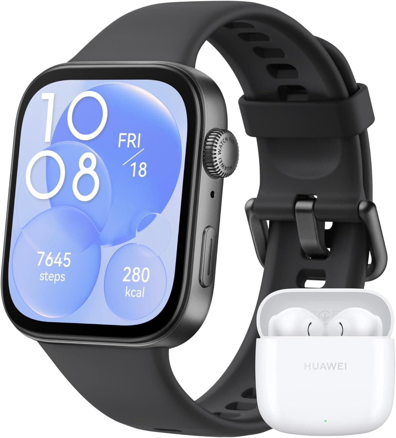 HUAWEI Watch Fit 3, ecrã AMOLED de 1,82 polegadas, design ultrafino, chamadas por Bluetooth, bateria de até 10 dias, compatível com Android e iOS, controlo integral da saúde, GPS Freebuds SE 2