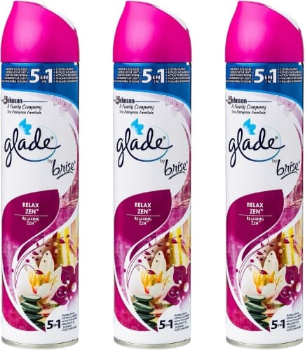 Glade - Ambientador aerossol, eliminação de maus odores, até 7 horas de fragrância Relax Zen, com óleos essenciais, 1 unidade - 300 ml x 3