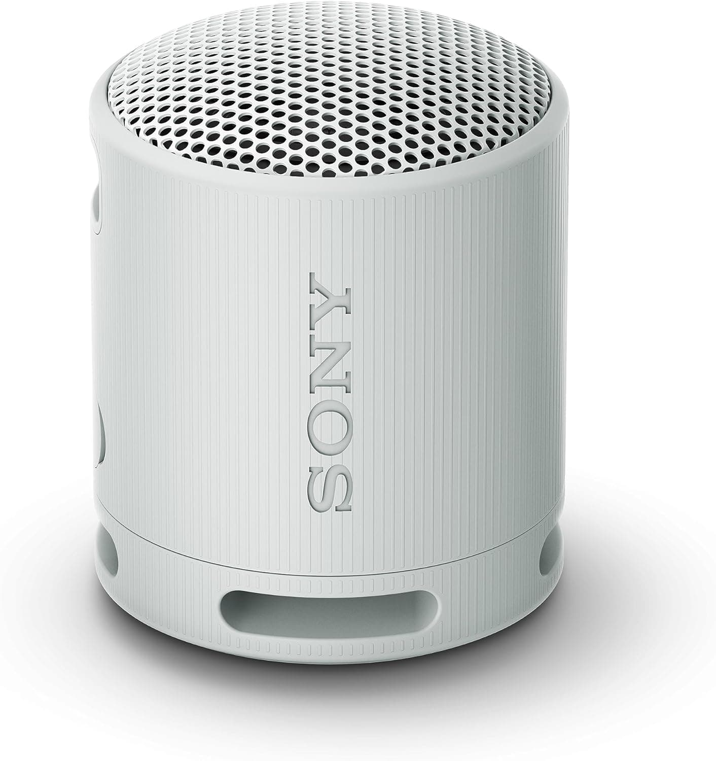 Sony Altifalante Bluetooth SRS-XB100, leve, compacto, altifalante resistente à água e ao pó IP67, até 16 h de bateria, correia adaptável, cinzento claro