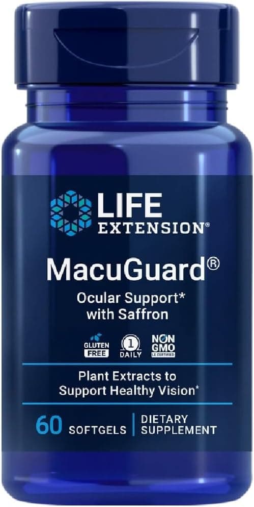 Life Extension MacuGuard Suporte ocular com açafrão, 60 cápsulas lisas