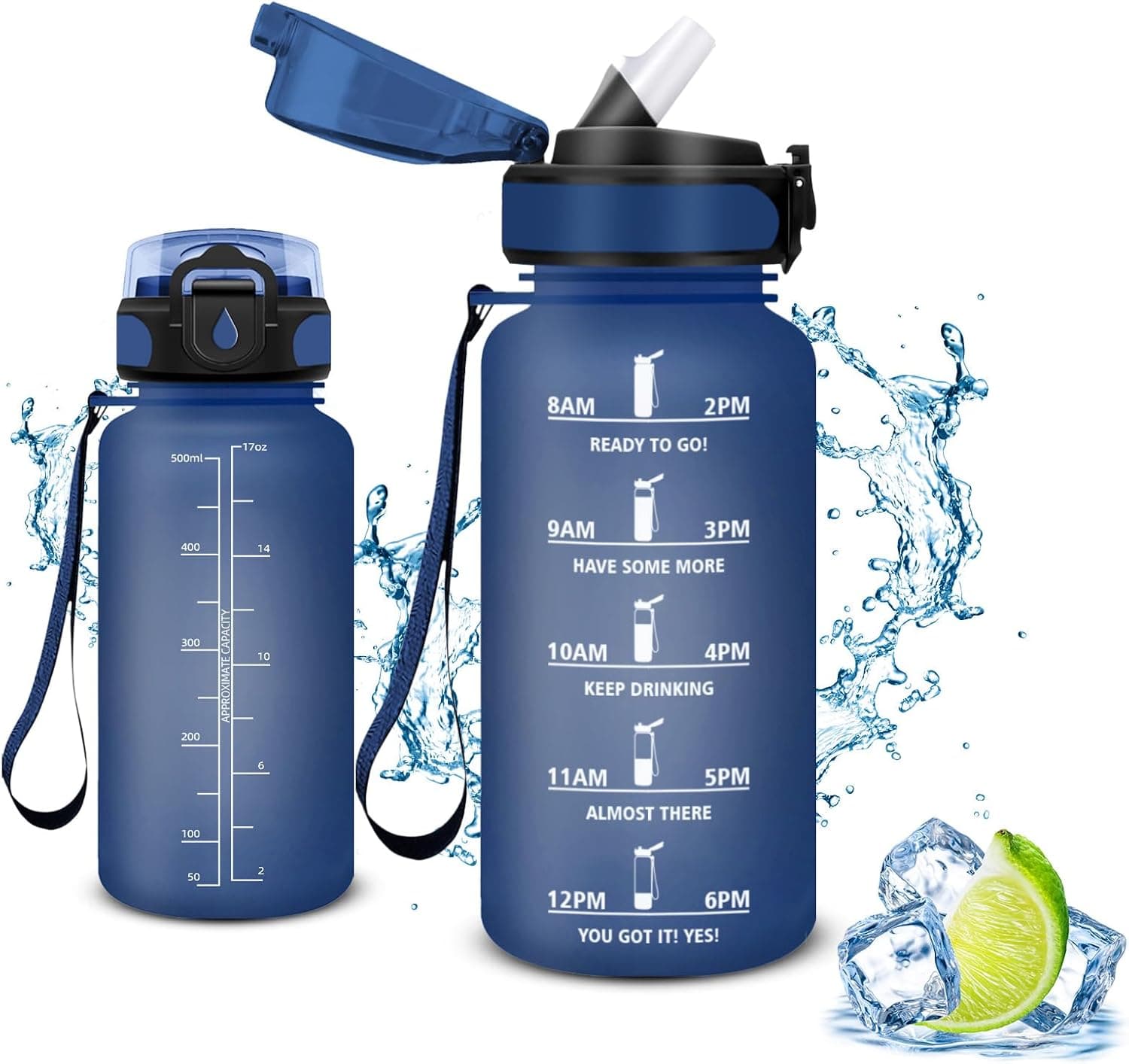 Vikaster Garrafas de água para crianças sem BPA, garrafa de 500 ml, à prova de fugas, fácil de abrir, garrafa reutilizável, ginásio, corrida, crianças, bicicleta