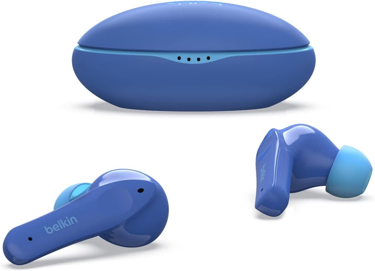 Belkin SOUNDFORM Nano, auriculares True Wireless para crianças, volume limitado a 85 dB, ensino virtual, certificação IPX5, 24 horas de autonomia, para iPhone, iPad, Kindle, Pixel e outros, azuis
