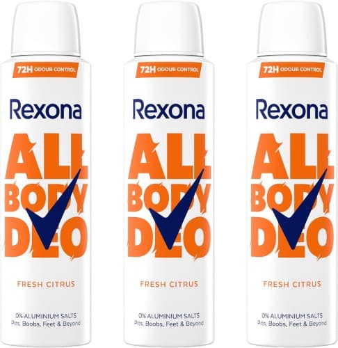 Rexona All Over Body Fresh Citrus | Desodorizante antitranspirante em aerossol para o corpo, 150 ml x 3