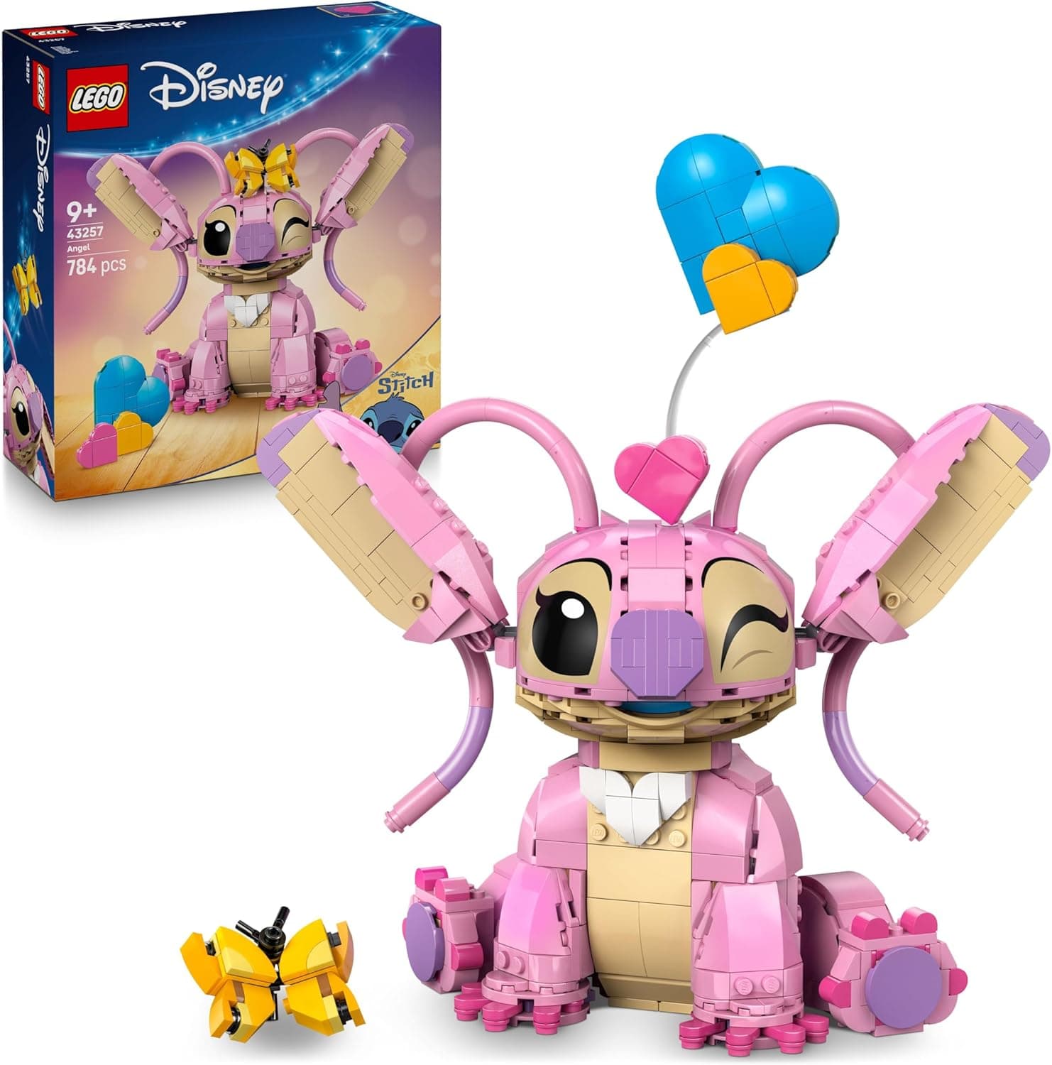 LEGO Disney Ângela 43257 | Figura articulada de construção de Lilo & Stitch com 3 balões e borboleta para crianças a partir dos 9 anos