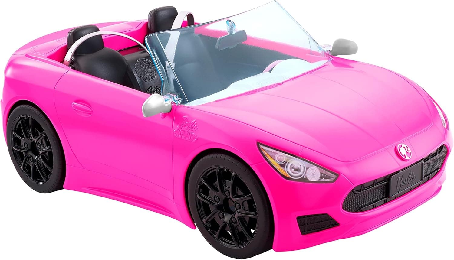 Barbie Descapotável rosa com 2 lugares para bonecas, carro de brinquedo, presente para meninas e meninos + 3 anos (Mattel HBT92)