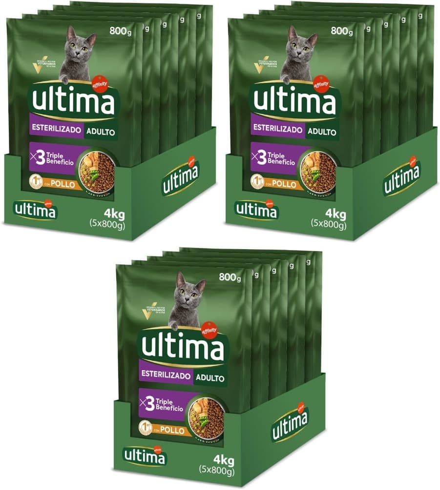 Ultima Sterilized Adult | Ração seca de frango para gato esterilizado, 5 x 800 g