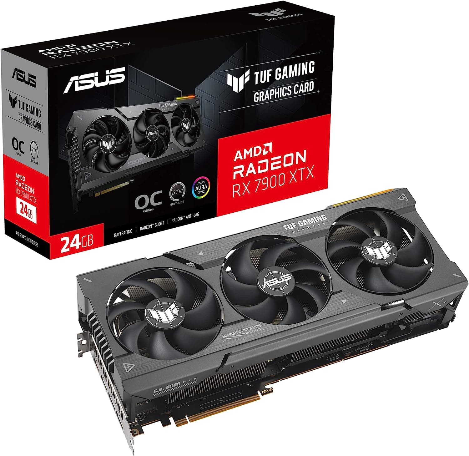 ASUS TUF Gaming Radeon RX 7900 XT OC Edition 20GB GDDR6 Placa gráfica de jogos (PCIe 4.0, HDMI 2.1a, DisplayPort 2.1)