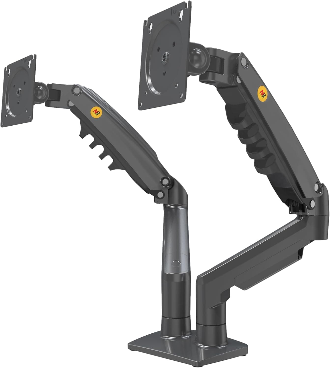 Ergosolid Suporte de mesa para 2 ecrãs LCD LED de 17 a 27 polegadas, ajuste em vários eixos, pivô, mola de gás até 2 x 9 kg