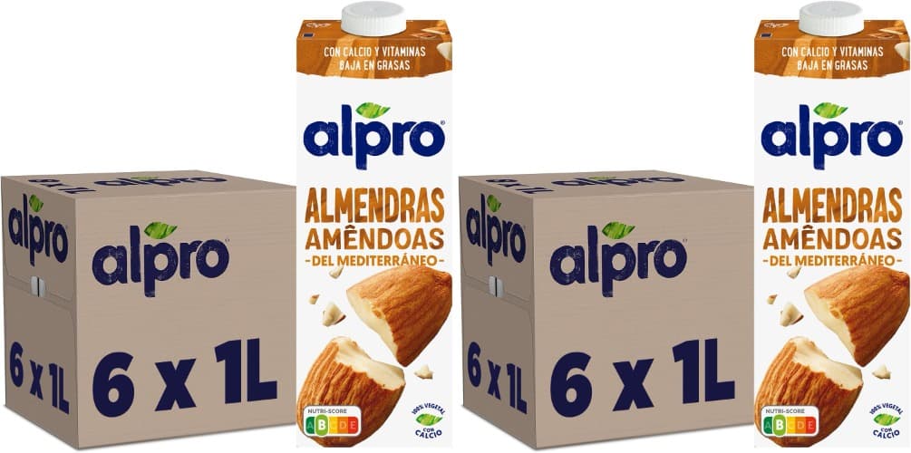 Alpro Almond | Bebida vegetal de amêndoa pack de 6 x 1 L x 2