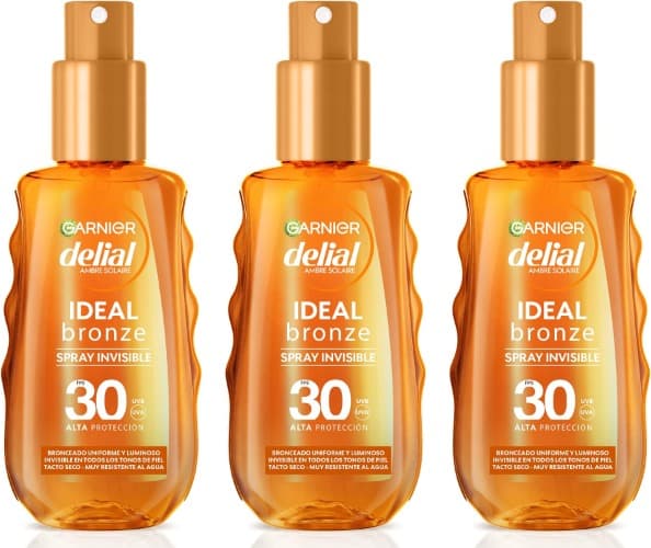 Garnier Delial Clear Protect Sublime Tan, Spray Protetor Solar Corporal Transparente com FPS 30 - 150 ml x 3