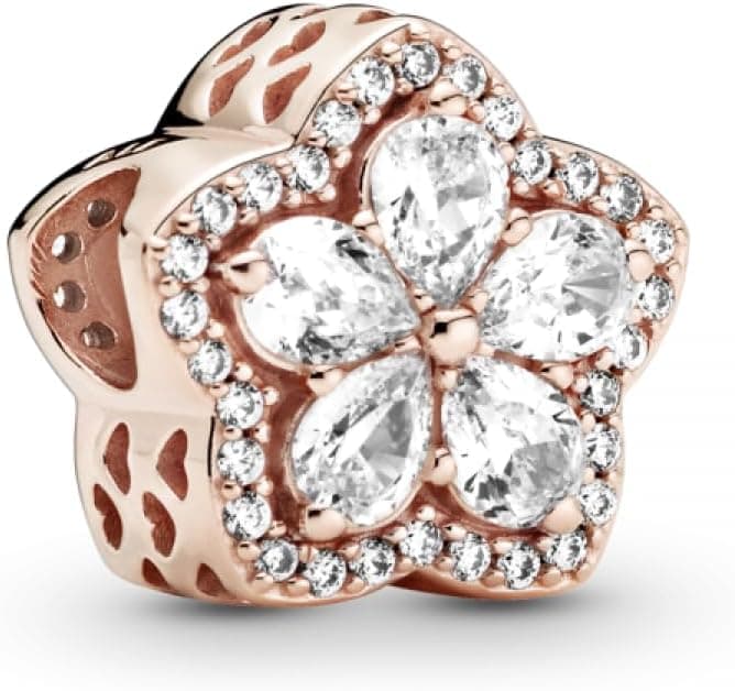 Pandora Timeless Sparkling Snowflakes Charm Banhado a Ouro Rosa 14k