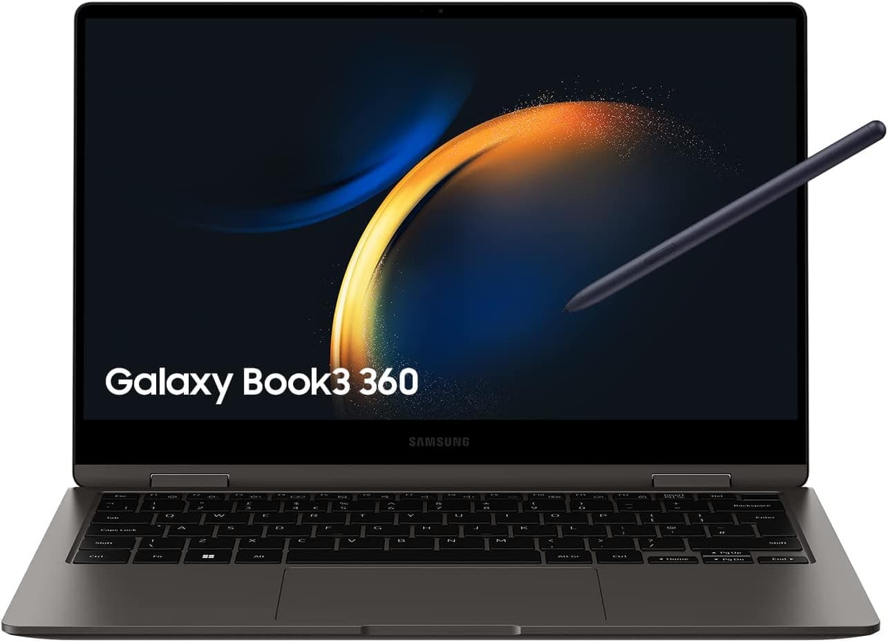 SAMSUNG Galaxy Book3 360 Computador portátil conversível de 13,3" WQXGA+ (Intel Core i5-1360P, 16 GB RAM, 512 GB SSD, Intel Iris Xe, Windows 11) grafite