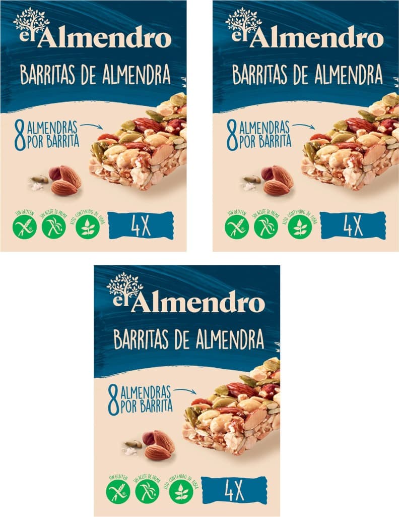 El Almendro | Barritas de amêndoa salgada com fruta seca, 4 unidades x 3