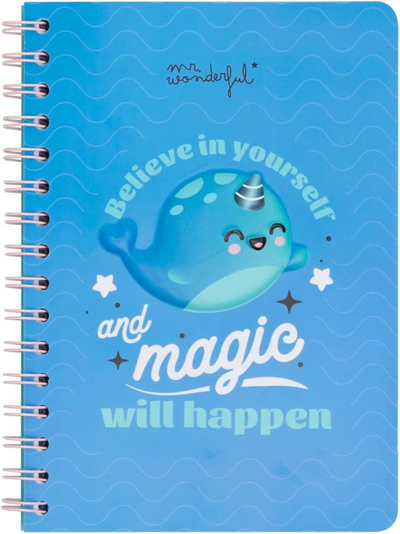 Mr. Wonderful Narval 3D | Caderno A5 com capa 3D e 80 folhas