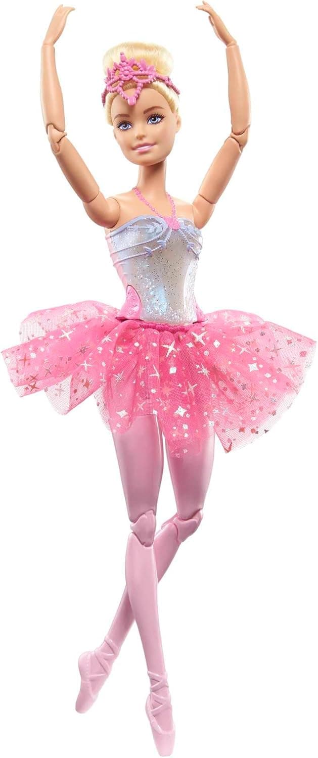 Barbie Dreamtopia Bailarina com luzes boneca loira articulada com tutu rosa e iluminação mágica, brinquedo + 3 anos (Mattel HLC25)