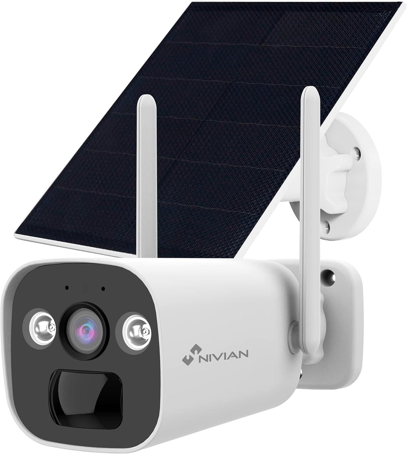 NIVIAN -Câmara de vigilância Bullet 4G (SIM) painel solar 5 W - bateria longa duração 10400 mAh-2K-Detecção de movimento e humanos-apto para exterior-visão noturna Leds-áudio bidirecional-App