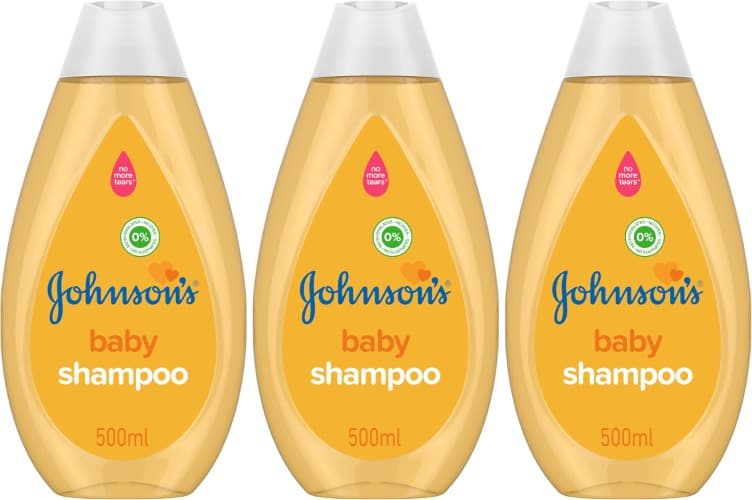 Johnson’s Baby Shampoo Regular 500 ml champô suave para bebé sem fragrância e fórmula tear-free (x3)