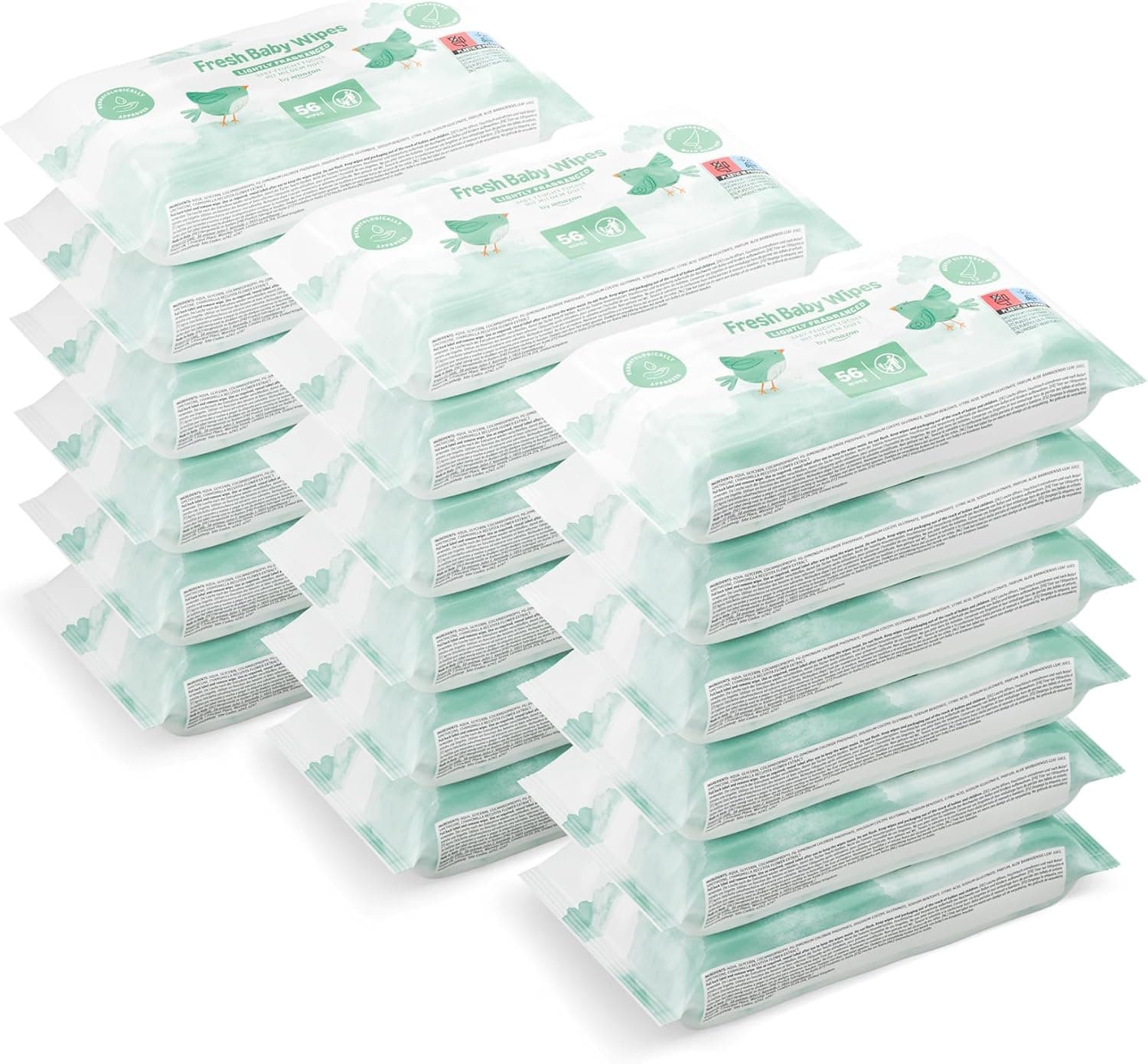 by Amazon Toalhetes refrescantes para bebé, 1008 toalhetes, sem perfume, 18 embalagens de 56 (era anteriormente a marca Mama Bear, mas é o mesmo produto)