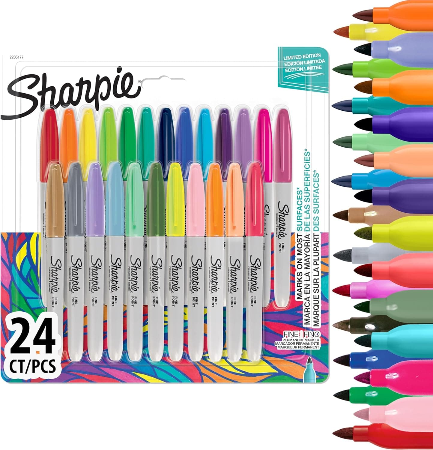 Sharpie Permanent Markers | Marcadores permanentes de ponta fina em 24 cores sortidas