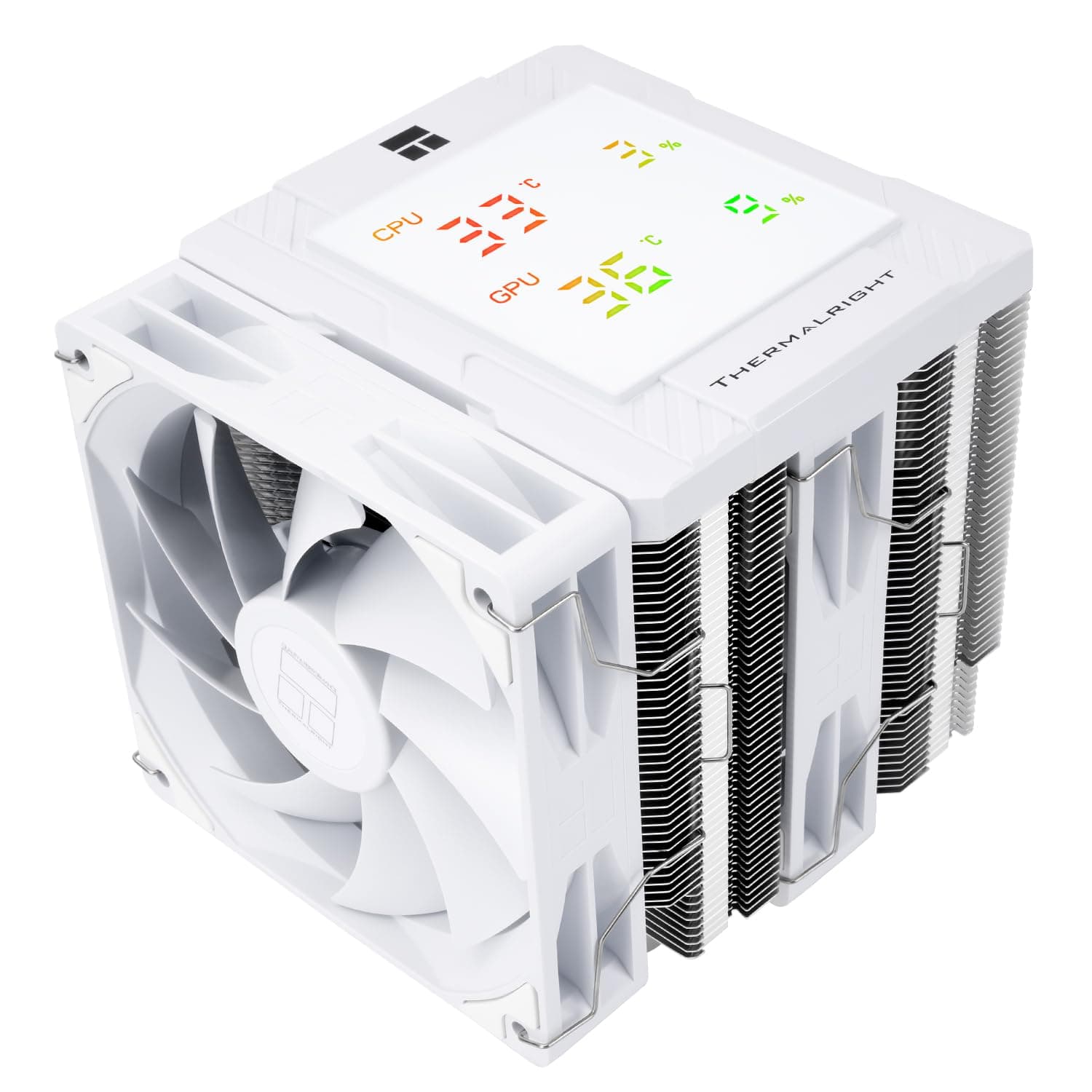 TR Peerless Assassin 120 Digital White | Cooler de CPU com duas ventoinhas PWM de 120 mm e display digital, compatível com Intel e AMD
