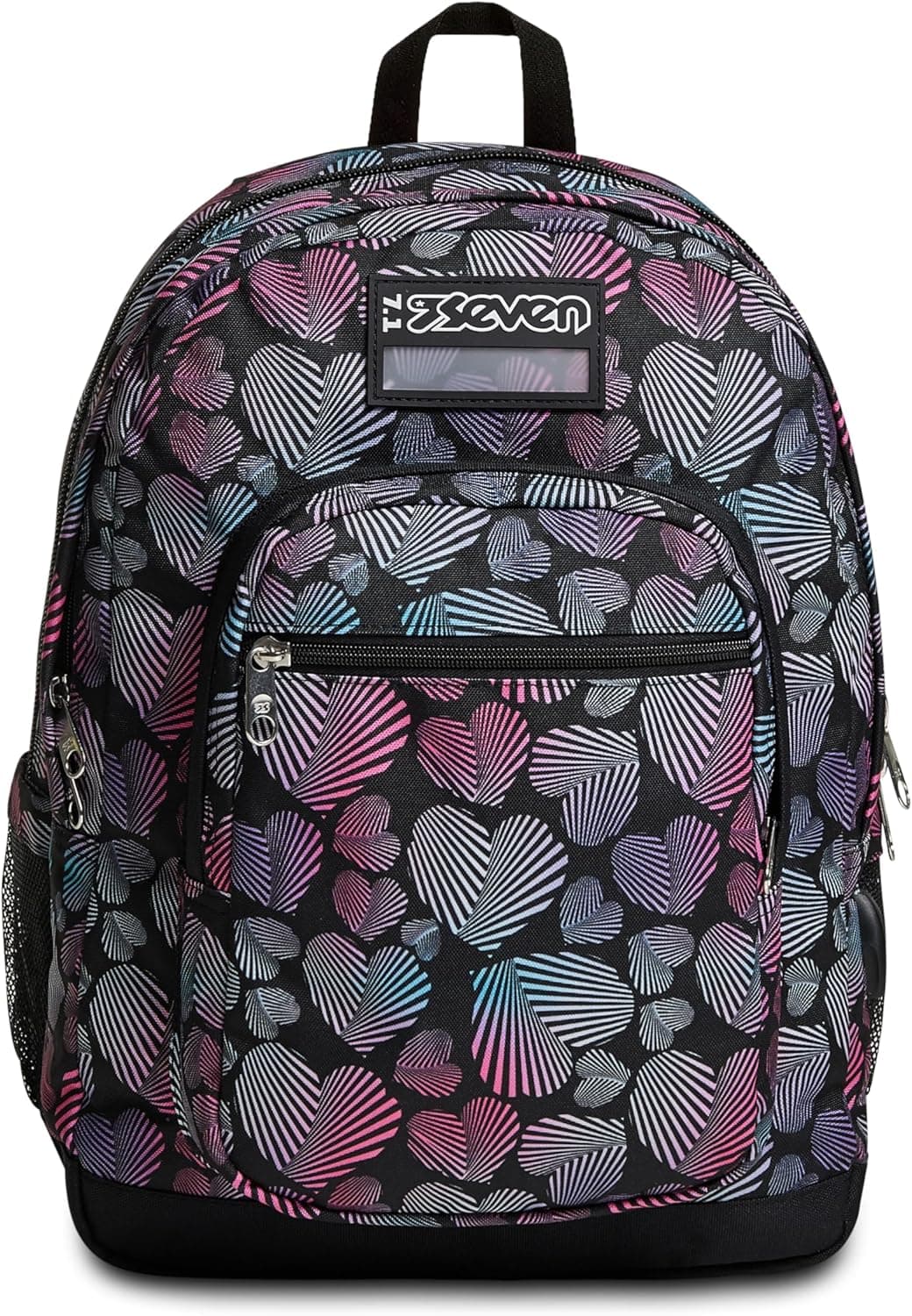 Seven Mochila de duplo departamento FREETHINK GIRL com USB PLUG integrado, Jet Black - mochila de negócios, trabalho, diário, viagens, escolas, homens, mulheres e adolescentes 