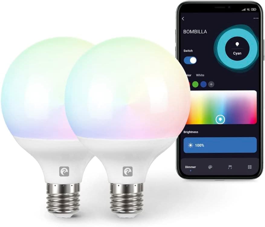 Garza Smart Globe G95 | Pack de 2 lâmpadas LED inteligentes Wi-Fi E27 RGB+CCT reguláveis compatíveis com Alexa e Google