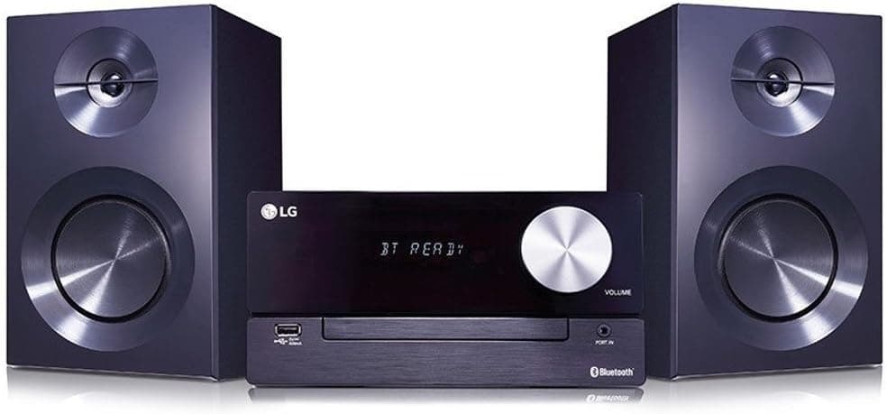 LG CM2460 - Microcorrente, 2 x 50W, 2 vias, 80 Hz-20 kHz, USB, reprodução de CDs e USB, rádio FM, corrente de música, corrente para festas, painel LED, som personalizado, cor preta