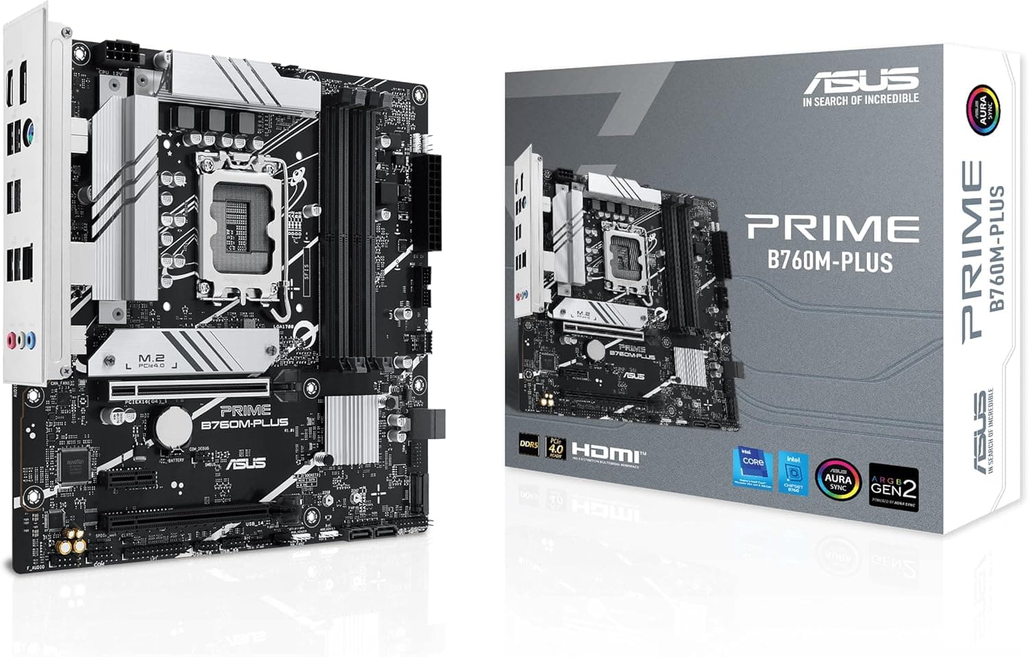 ASUS Prime B760M-PLUS Placa de base Intel B760 LGA 1700 mATX (PCIe 4.0, M.2, Realtek 2,5 Gb Ethernet, DP, HDMI, SATA 6 Gbps, USB tipo-C, protetor de E/S pré-montado, Aura Sync. )