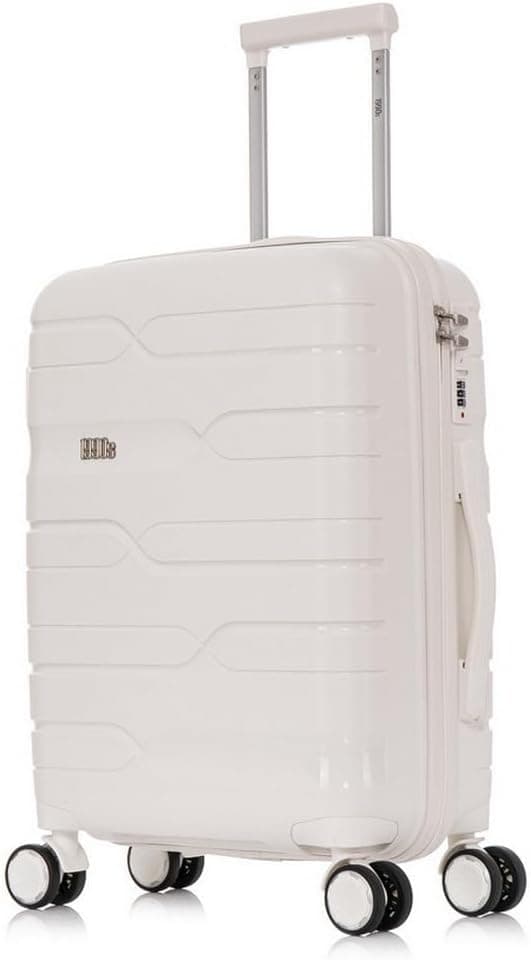 1990s Mala de cabine 55 x 38 x 22 cm (44 L), polipropileno, cadeado embutido, 20 polegadas, Branco, 55cm, Malas e trolleys