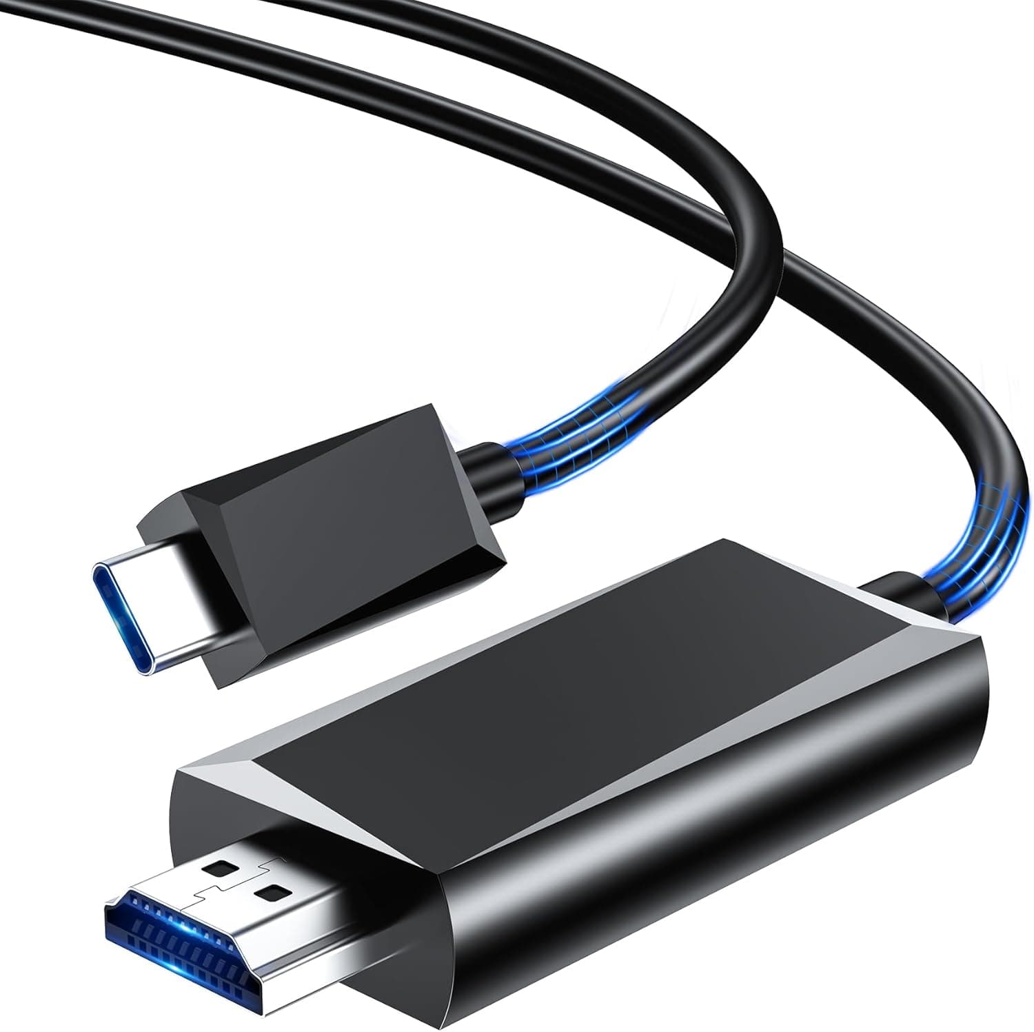 BHHB Cabo USB C para HDMI 4k@60Hz Thunderbolt 3/4 compatível com cabo com tipo C a HDMI para iPhone 15 Pro/Pro MacBook iPad Pro/Air, iMac, Surface Book, Samsung, Pixelbook, XPS, HP, etc. - 2M