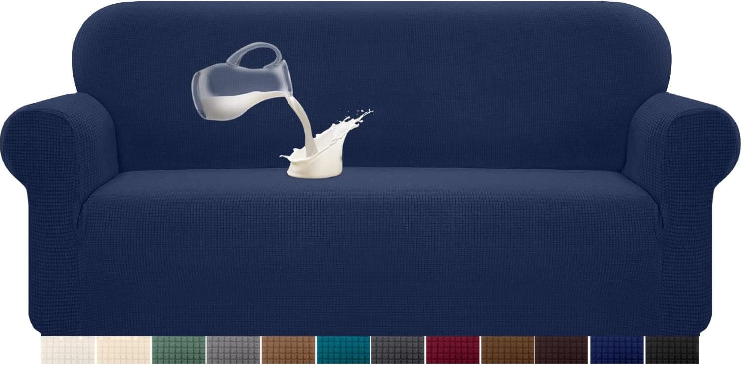 Granbest Stretch | Capa elástica impermeável para sofá de 3 lugares em azul escuro