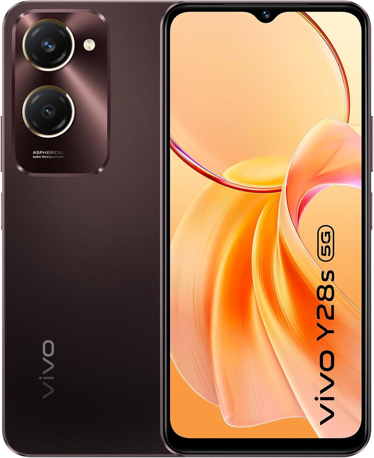 vivo Y28s Smartphone 5G, 4 GB RAM+128 GB ROM, câmara tripla 50 MP, 5000 mAh bateria, 6,56 ''Ecrã de alto brilho HD+, IP54 Resistência ao pó e água, design curvo 2,5D, telemóvel Android11 4, castanho
