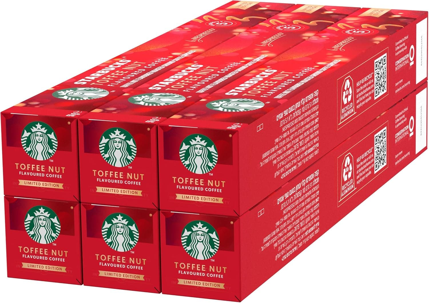 STARBUCKS Toffee Nut Flavoured Coffee de Nespresso, cápsulas de café de torra macia 6 x 10 (60 cápsulas)