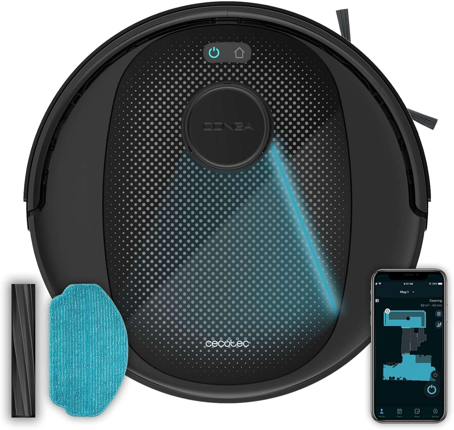 Cecotec Robot aspirador e esfregona de chão com navegação a laser Conga 7690 Immortal Max. Potência de sucção 5000Pa, automonomia 220 Mins, escova central de silicone para animais de estimação, roupa