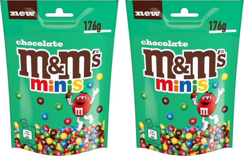 M&M's Minis Snack em bolinhas coloridas de chocolate com leite, 176 g x 2
