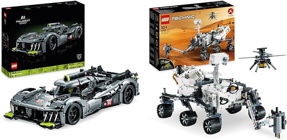LEGO Technic Peugeot 9 x 8 24H Le Mans Hybrid Hypercar & Technic NASA Mars Rover Perseverance, conjunto de espaço com experiência de aplicação AR