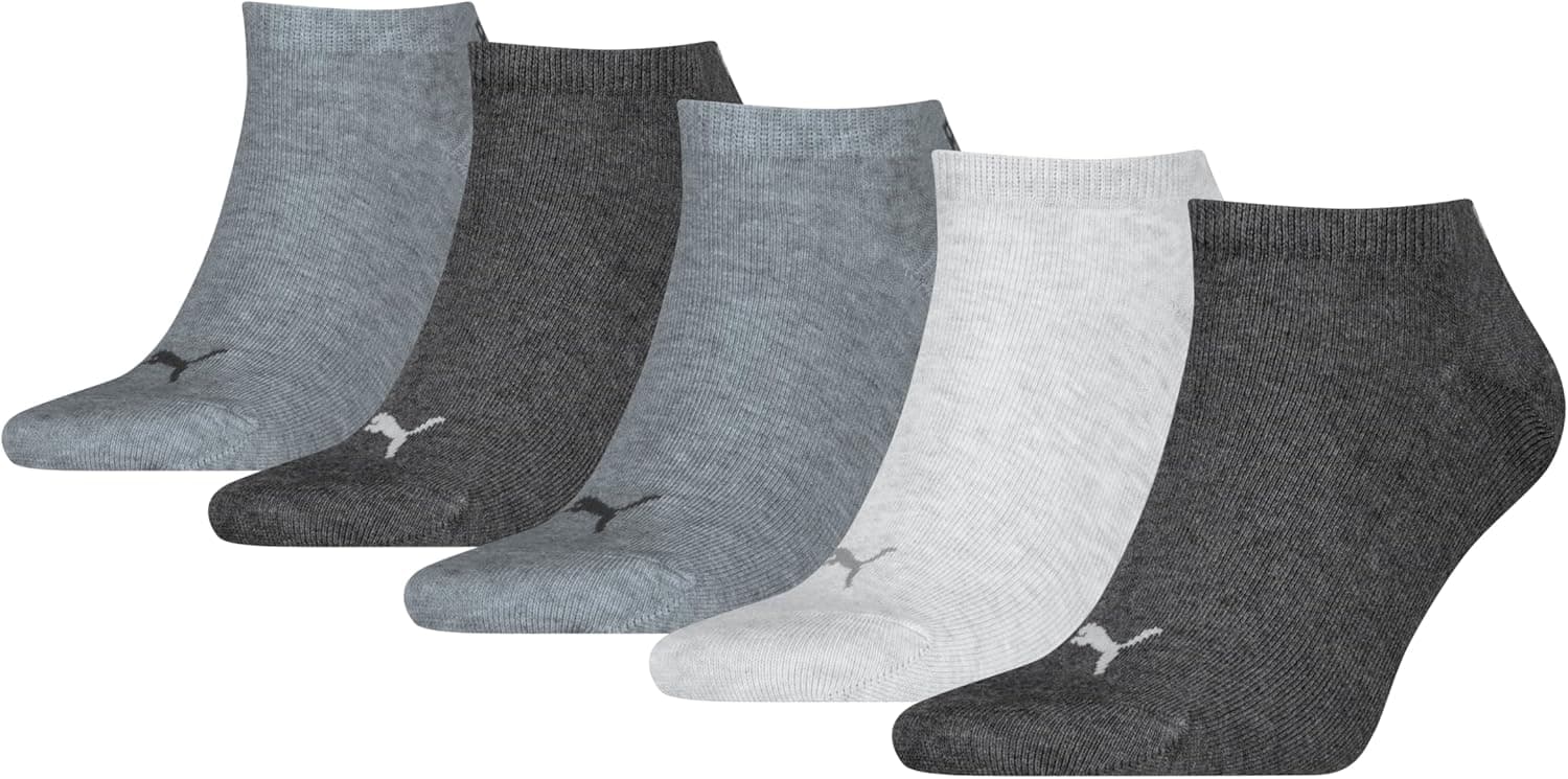 PUMA Sneaker Plain (Pack 5) | Meias unissexo curtas e confortáveis em algodão elástico para uso diário