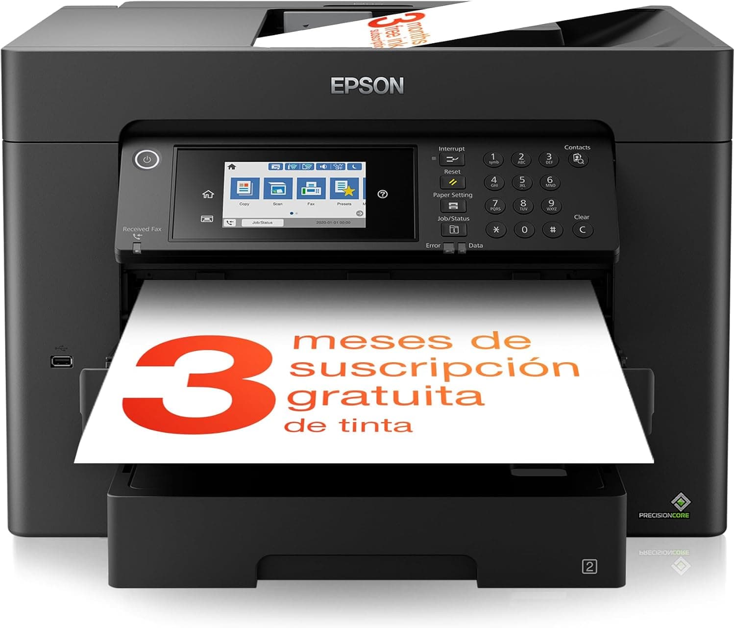 Impressora a jato de tinta multifuncional WorkForce WF-7840DWF A3+ com conectividade sem fios e 3 meses de assinatura de tinta ReadyPrint