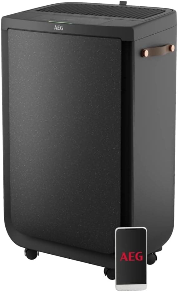 AEG APU72571DG Purificador de ar, filtro HEPA, elimina 99,5% bactérias, capacidade até 70 m2, 3 velocidades, tátil, controlo por voz, Wi-F, sensor de humidade/temperatura, filtragem 4 etapas, cinzento