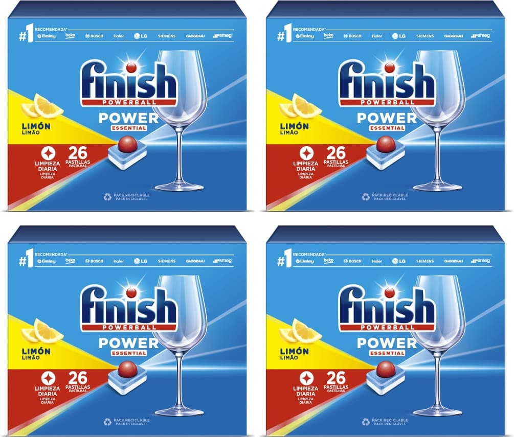 Finish Powerball Power Essential, Pastilhas para máquina de lavar louça, 104 pastilhas